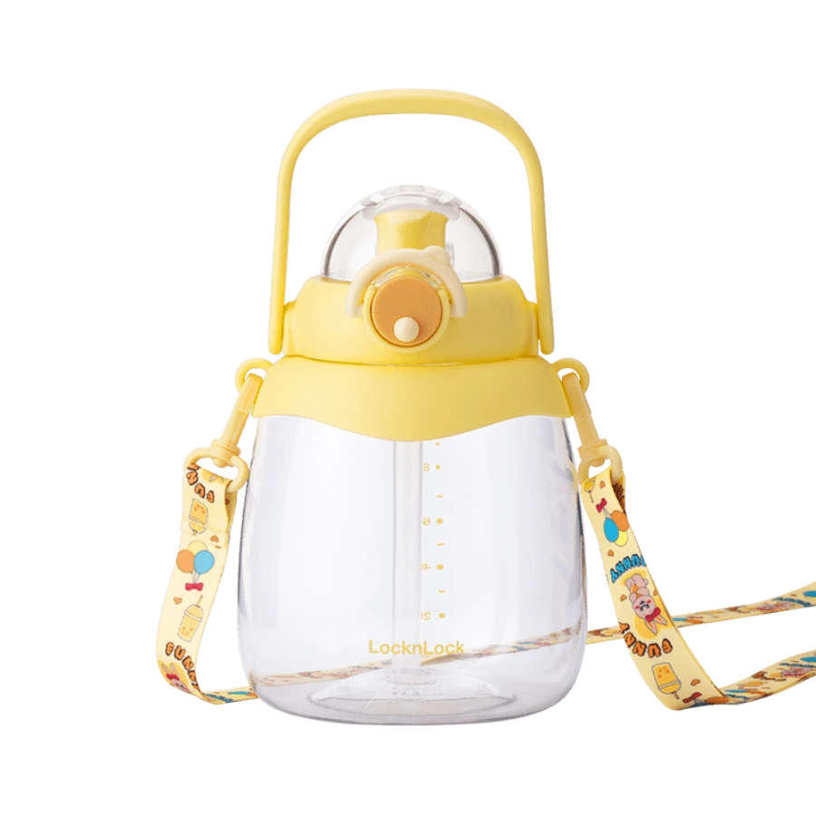 LocknLock Big Belgian 带吸管玻璃杯，大容量 Tritan 水瓶
