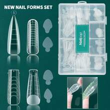 Nailpop Dual Form Nail Mould Set For Nail Gel Forming Extension Moulds Quickly Create Full Coverage French Nails With Soft Silicone Pads Reusable Artistic Acrylic Nail Tools - White - View 1