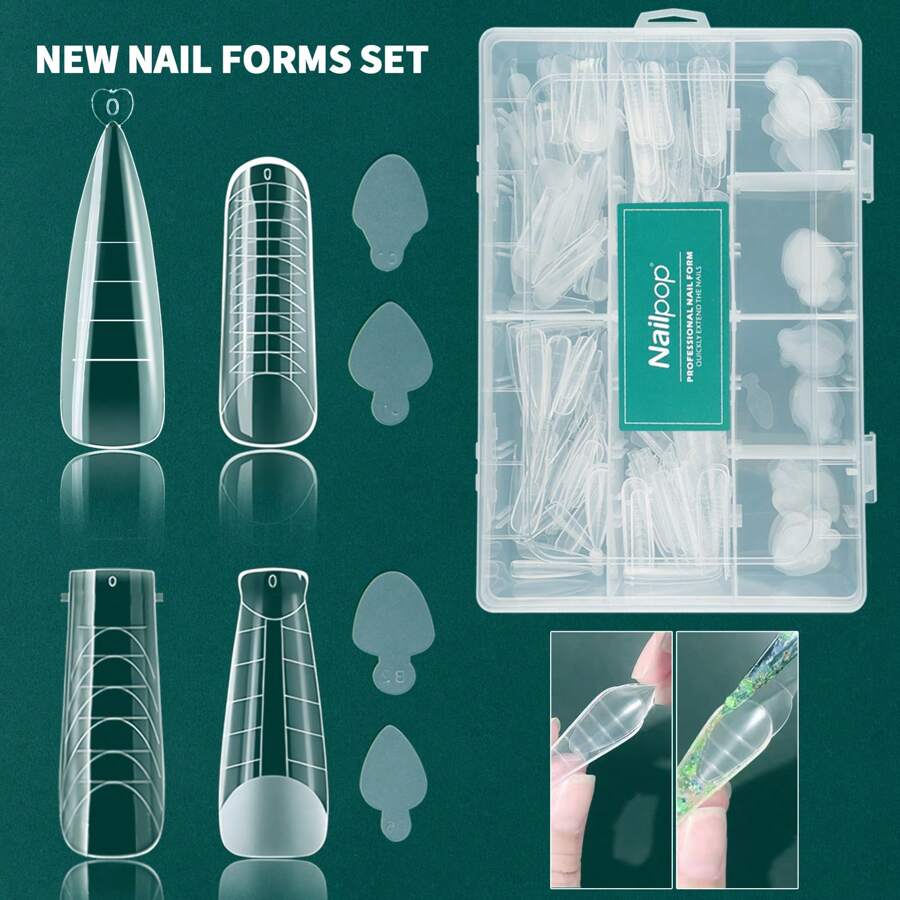 Nailpop Dual Form Nail Mould Set For Nail Gel Forming Extension Moulds Quickly Create Full Coverage French Nails With Soft Silicone Pads Reusable Artistic Acrylic Nail Tools - White - View 1