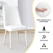 Sumdeal 63" White Base Glass Dining Table With Modern PU Leather White Leg Chairs Set,Glass Dining Table For Kitchen,Modern Chairs With White Legs Fashion - 4 chiếc ghế màu trắng - Xem 3