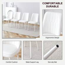 Sumdeal 63" White Base Glass Dining Table With Modern PU Leather White Leg Chairs Set,Glass Dining Table For Kitchen,Modern Chairs With White Legs Fashion - 4 chiếc ghế màu trắng - Xem 4