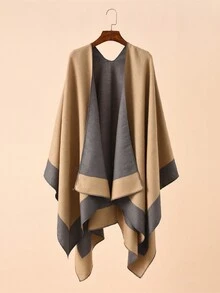 1pc Ladies' Multi-Color Reversible Shawl, Thermal Winter Wrap For Travel And Shopping - Multicolor - View 14