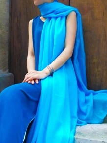 女士波西米亚风超长雪纺围巾，轻盈舞蹈防晒披肩，超大披肩 - 多色 - 查看 5