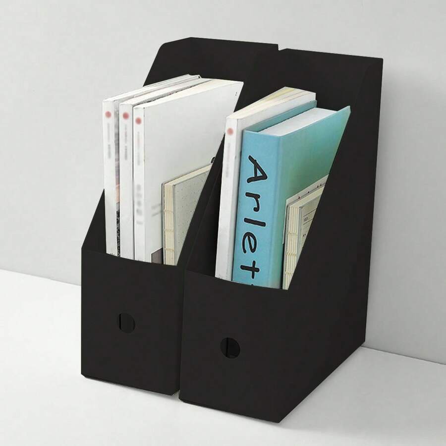 Multi-Functional Desktop Book Storage Box For Office, Plastic Desk Organizer File Sorting Box For Dorm Rooms - Black - View 1