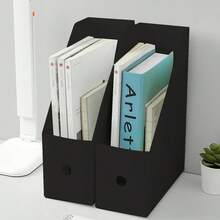 Multi-Functional Desktop Book Storage Box For Office, Plastic Desk Organizer File Sorting Box For Dorm Rooms - Black - View 3