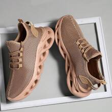Men's Lightweight Running Shoes, Breathable Mesh Casual Sneakers With Shock Absorption, Ideal For Outdoor Activities