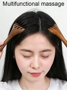 1 件檀香面部美容按摩梳，用于头部放松和头皮刺激、头发、美发工具、护发、学校、返校、旅行、旅行必需品、家庭必需品、水疗、按摩工具、按摩、按摩器、水疗 - 棕色 - 查看 3