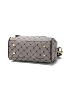 輕盈手提包，小型棕色肩袋，棋盤紋理，可調肩帶帶手提握把，輕巧而大容量，適合旅行和旅遊，工作通勤，商務與休閒風格，假日禮物，生日禮物，母親節禮物，女士錢包，肩袋，斜跨包 - 咖啡棕 - 查看 5