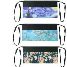 1pc/2pcs Printed Half Waist Apron, Polyester Waterproof Anti-Fouling 3 Pockets Short Apron For Restaurant, Cafe, Waitress - Multicolor - View 2