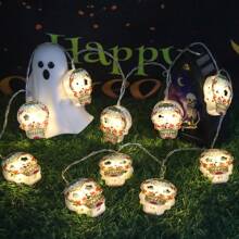 1 件 LED 彩色扁平骷髅灯串，户外庭院、房间、酒吧、万圣节恐怖氛围装饰万圣节装饰房间装饰万圣节花园装饰礼物仙女节日装饰节日装饰 - 暖色 - 查看 7