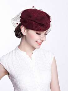 1 pieza Sombrero Fascinador de estilo británico elegante de vuelo de avión con lazo de malla de encaje de lana para mujeres adultas, accesorio de boda de sombrero blanco suave - Multicolor - Ver 4