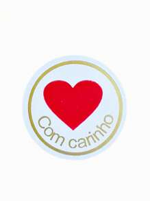 ETIQUETAS ADESIVAS "COM CARINHO" COM 100 UNIDADES - Vermelho e Dourado - Visão 1