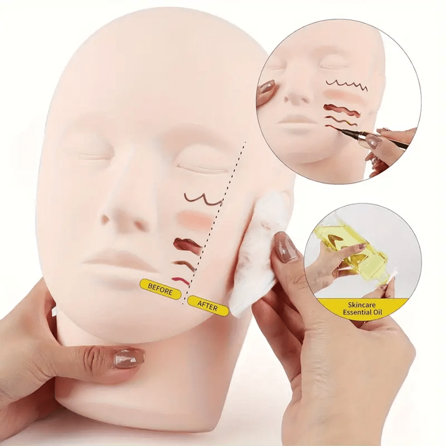 1 pieza Maniquí de maquillaje profesional - Cabeza plana realista para práctica auténtica, con hermosas pestañas y extensiones de pestañas de alta calidad - Material duradero, ideal para profesionales de salones y artistas de maquillaje