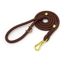 Pet Fashionable Personalized Gold Color Zinc Alloy Clasp Heavy Duty Handmade Nylon Leash For Dogs, Polyester Rope Durable Strong Dog Lead, Suitable For Large & Medium Pets, Collar And Training Accessories