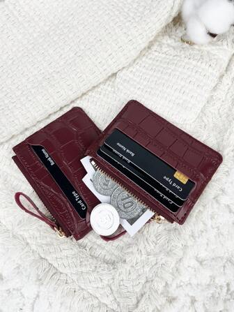 SOUTHLAND&KANGAROO Monedero pequeño con cremallera en relieve con letras, monedero pequeño, billetera plegable delgada, delgada, liviana, multicapa, portátil, para tarjetas de identificación, dinero, moda malista, moderno para aniversario, regalo de cumpleaños, regalo para niñas, para dama, para bolso de mujer, útiles escolares, para dormitorio escolar y regreso a clases, tarjetero, billetera, tarjetero de presentación, tarjetero de crédito, para mujer, para mujer, mini billetera, billetera para tarjetas