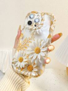 Summer 1pc Fashionable Daisy Flower Glossy Print Thick & High-Drop Resistant Phone Protective Case, Compatible With IPhone11 12 13 14 11Promax 12Promax 13Promax 14Promax XR 15 15PRO 15PROMAX, Series GalaxyA05/A15/A25/A35/A53/A54/A55/S23/S24/S25 Waterproof Shockproof Anti-Fall Scratch Resistant - Multicolor - View 2