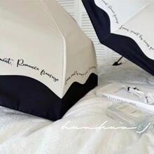 1pc Automatic Black & White Edge Sunshade & UV Protection Umbrella, For Women, Can Be Used In Both Sunny And Rainy Days When Travelling Boy Valentine Heart Valentine,Spring Summer Picks,Brides Maid Gifts,Room,Bedroom Decor,Beach,Travel,For Men,For Women,Vacation,Cute Stuff,Mother's Day Gift,Bedroom Decor,Garden,Kitchen Decor,Summer,Beach,Travel Essentials,Room Decor,Squishy,Graduation - Black and White - View 3