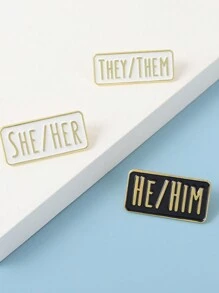 3 piezas Broche de tercera persona singular para letras simples, insignia de HE SHE THEY, adecuada para mochila y ropa, distintivo de aleación Y2K adecuado para niños - Multicolor - Ver 5