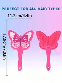 1入兒童蝴蝶形氣墊梳，適用於捲髮、直髮、長髮或短髮