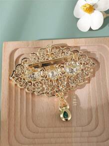 1 Pieza Broche De Aleación Decorado Con Elegantes Piedras Preciosas De Rinestones Y Lapislázuli Con Estilo Marroquí Para Bodas, Novias, Festivales Y Fiestas - Dorado - Ver 8