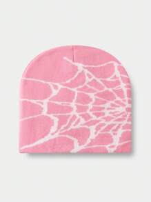 1pc Y2K Street Style Spider Web Knit Beanie Hat For Kids, Graphic Design, Suitable For Outdoor Activities In Autumn And Winter For Warmth