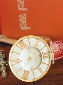 Folli Follie 经典时尚罗马王朝系列小圆盘女士石英腕表 - 紅色 - 查看 3