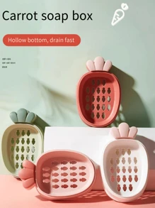 1 pieza Caja de jabón con forma de hoja y zanahoria, decoración del hogar y del baño de color aleatorio para el otoño y el regreso a la escuela