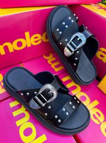 Women Flat Sandals - Khóa đen - Xem 2