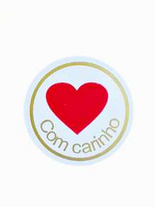 ETIQUETAS ADESIVAS "COM CARINHO" COM 100 UNIDADES - Vermelho e Dourado - Visão 2