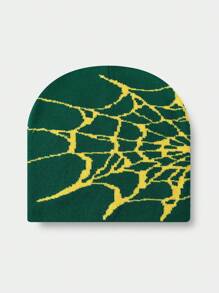 1pc Y2K Street Style Spider Web Knit Beanie Hat For Kids, Graphic Design, Suitable For Outdoor Activities In Autumn And Winter For Warmth