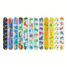 12 Piezas de Pulseras de dinosaurio con ajuste de golpe, Pulseras de dinosaurio con broche, Rellenos de bolsas de fiesta de dinosaurios, Premios de clase, Recuerdos de fiesta, Regalo de cumpleaños - 12 estilos - Ver 6