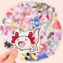 50入組可愛蝾螈貼紙，適用於筆記本、手機、平板電腦、頭盔、吉他、行李箱的DIY和裝飾 - 彩色 - 查看 9