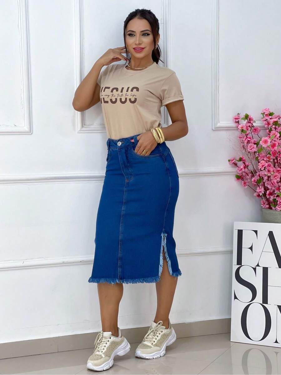 LONG SKIRT - Rửa trung bình - Xem 1