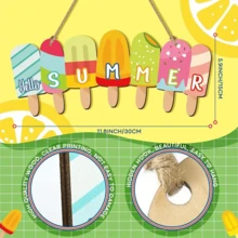 1pc, Creative Summer Slippers Hanging Sign Ice Welcome Sign - Welcome Hello Flip Flop Wooden Door Decor For Home, Party, And Scene Decoration - Multicolor - View 2