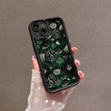 1 Peça Capa de Celular com Padrão de Olho Verde Abstrato - Preto - Visão 5