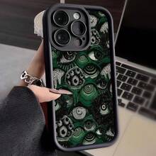 1 Peça Capa de Celular com Padrão de Olho Verde Abstrato - Preto - Visão 3