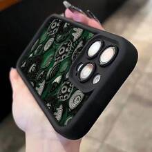 1 Peça Capa de Celular com Padrão de Olho Verde Abstrato - Preto - Visão 6