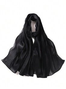 1pc Sparkling Metallic Women Hijab Minimalist Shawl Scarf Solid Color Scarf Women Wrap Accessories Women Abaya Accessories Veiled Clothes