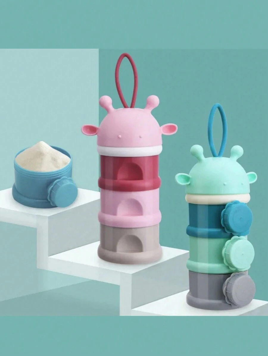 1pz Dispensador De Leche En Polvo Portatil Para Lactantes Dividibles - Rosa - Ver 1