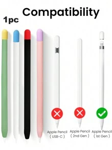 1pc Apple Pencil 1 Capacitive Pen Silicone Protective Cover (With 2 Pen Covers)