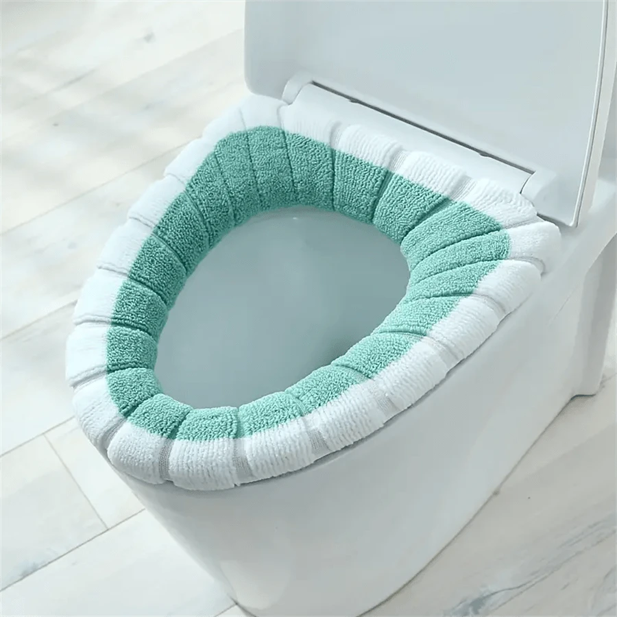 1 pieza Set de alfombra calentada lavable suave para asiento de inodoro para pacientes - Accesorio de baño cómodo para decoración del hogar y uso del inodoro acogedor - Multicolor - Ver 1
