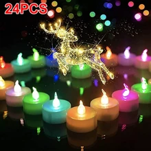 24PCS Led Tea Lights Candles LED FLAMELESS Battery Operated Wedding Valentine Decoration UK - Seven Colors - View 4