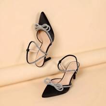RIBONGZ Women's Wedding Shoes Glitter Sparkly Pointed Toe Strappy High Heels Sexy Ankle Strap Pumps Bridal Party Work Dress Shoes Valentines - Xmwyz-黑色 - 查看 8