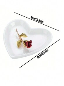 1 pieza Bandeja de joyería de cerámica con forma de corazón, bandeja para anillos, regalo del Día de San Valentín, decoración de bodas para almacenamiento de anillos, collares y pulseras, para guardar bocadillos, frutas y joyas, diseño en forma de corazón, regalo ideal - Multicolor - Ver 7