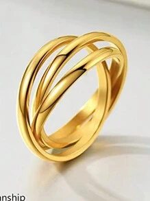 1 Stück stilvoller Tri-Color Titanstahl Paar-Ring mit dreifach ineinander greifenden Kreisen, Spinner, Anti-Angst, für Festivals, Hochzeiten und den täglichen Gebrauch, Hand-Schmuck