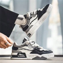 Nuevos tenis de suela baja para todas las estaciones para hombres, calzado deportivo casual antideslizante con elevación para adolescentes - Negro - Ver 5