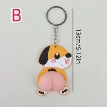 1PC Cute Cartoon Animal Butt Pinch Happy Key Chain Vent Ball Toy Decompress Butt Key Ring - Multicolor - View 6