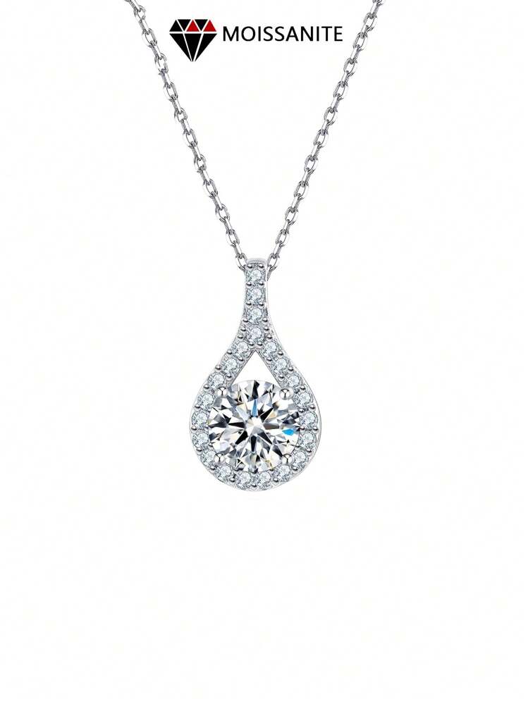 1 Piece S925 Silver 1 3 Carat Water Drop Moissanite Diamond Pendant Necklace Fashionable Simple And Light Luxury Bridal Jewelry Engagement Wedding Wear Gift For Wife Friend Mother s Day Anniversary Va...