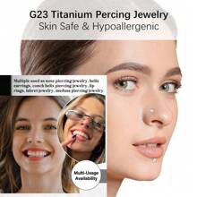 ADYJELY 2件装透明锆石鼻环耳环，G23钛金属材质，低致敏性，16G内螺纹，美杜莎唇环，耳骨耳环，耳垂耳环，耳骨耳环，2mm/3mm/4mm/5mm经典鼻部穿刺饰品，男女通用 - 2pcs/Set - 查看 2