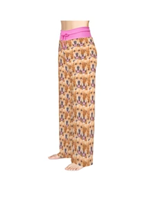 [DIY] Customized Women's Long Funny Pajama Pants, Custom Photo Print, Gift, Novelty Big Head Portrait, Face Replacement, Lightweight Breathable Quick Dry Silky Soft Fabric, Gift For Friend/Partner, Party/Birthday Present - Black - View 5